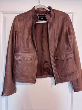 Women’s Brown Leather Jacket - Classic Bomber Style